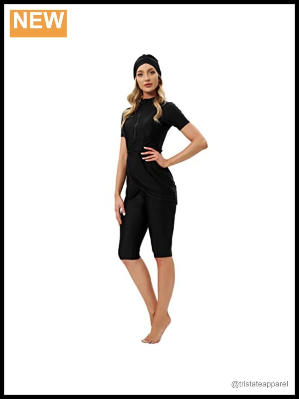 Modest Full Cover 3 Piece Burkini Swimsuits Rash Guard Top Pants Hijab Muslim